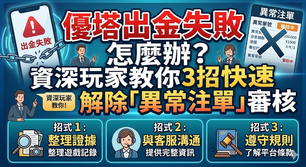 優塔出金失敗怎麼辦？資深玩家教你3招快速解除「異常注單」審核