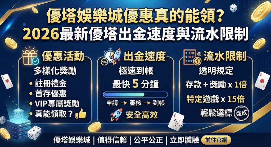 2026最新優塔出金速度與流水限制