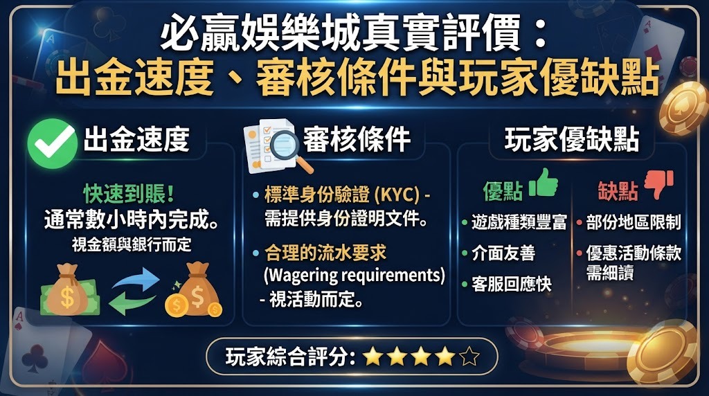 出金速度、審核條件與玩家優缺點
